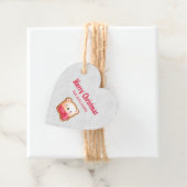 キュートベア顔レッドスカーフ&ローズチーククリスマス フェイバータグ (インサイチュ)