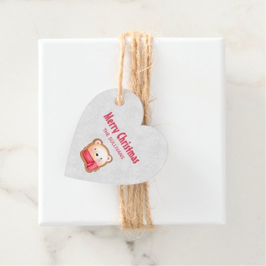 キュートベア顔レッドスカーフ&ローズチーククリスマス フェイバータグ (インサイチュ)