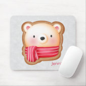 キュートベア顔レッドスカーフ&ローズチーククリスマス マウスパッド (マウス)