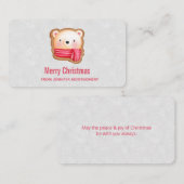 キュートベア顔レッドスカーフ&ローズチーククリスマス 名刺 (正面/裏面)