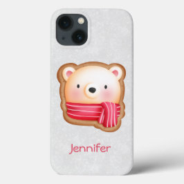 キュートベア顔レッドスカーフ&ローズチーククリスマス iPhone 13ケース