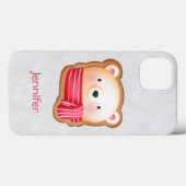 キュートベア顔レッドスカーフ&ローズチーククリスマス Case-Mate iPhoneケース (裏面 (横))