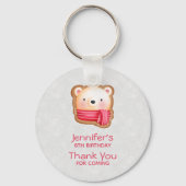 キュートベア顔レッドスカーフ&ローズチークパーティーの好意 キーホルダー (正面)