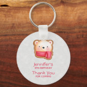 キュートベア顔レッドスカーフ&ローズチークパーティーの好意 キーホルダー (正面)