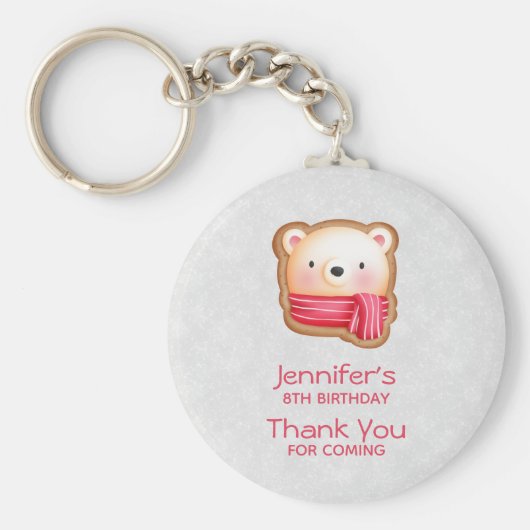 キュートベア顔レッドスカーフ&ローズチークパーティーの好意 キーホルダー (正面)