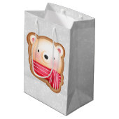 キュートベア顔レッドスカーフ&ローズチーク ミディアムペーパーバッグ (裏面アングル)