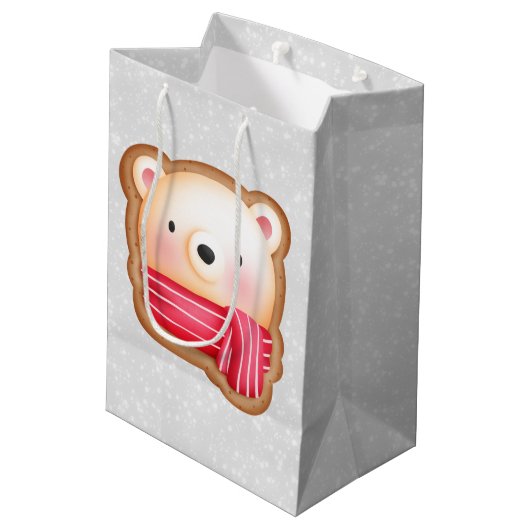 キュートベア顔レッドスカーフ&ローズチーク ミディアムペーパーバッグ (裏面アングル)