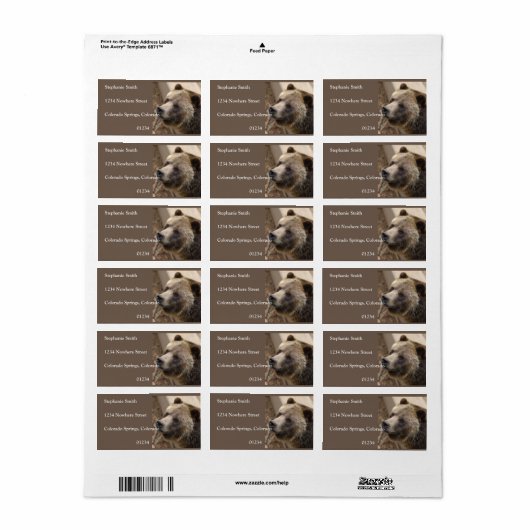 キュートベア顔 ラベル (フルシート)