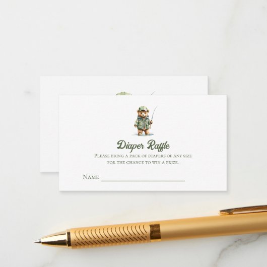 キュートベア魚釣りおむつラッフルチケット エンクロージャーカード (正面/裏面インサイチュ)