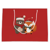 キュートベア&キツネクリスマス抱き枕 ラージペーパーバッグ (正面)