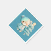 キュートベア&クリスマスツリーティール（緑がかった色）ホリデー スタンダードカクテルナプキン (角)