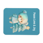 キュートベア&クリスマスツリーホリデイティール(緑がかった色) マグネット (横)