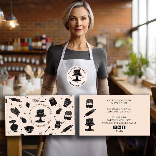 キュートベイカーパティシシェフベーキングアツライトピーチ 名刺