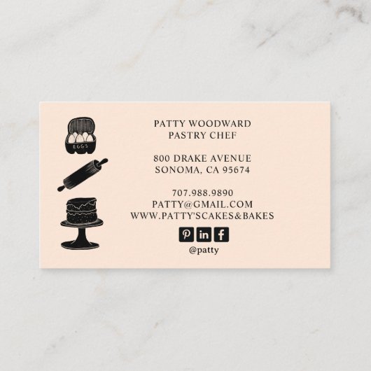 キュートベイカーパティシシェフベーキングアツライトピーチ 名刺 (裏面)