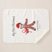 キュートベイビー初めてのクリスマスジンジャーブレッドモノグラム シェルパブランケット (正面(横))