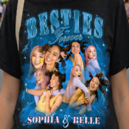 キュートベストリーズレトロY2Kブルー90年代ブートレグBFF写真 Tシャツ