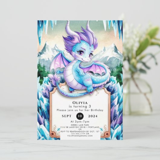 キュートベビーアイスラゴン誕生日 招待状 (スタンド正面)