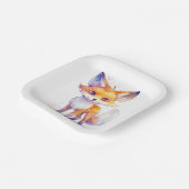 キュートベビーキツネスクエア紙プレート ペーパープレート (傾斜あり)