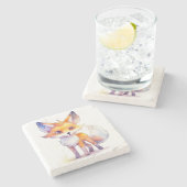 キュートベビーキツネストーンコースター ストーンコースター (横)