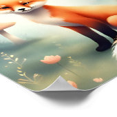 キュートベビーキツネ子供部屋ベビールームプリント ポスター (角)