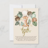 キュートベビーキラフェサファリアニマルプリントベージュ サンキューカード (正面)