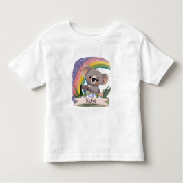 キュートベビーコアラレインボー名前をカスタムする トドラーTシャツ