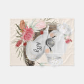 キュートベビーコアラ金ゴールドスペックル名前をカスタムする フリースブランケット (正面(横))