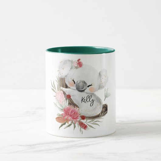 キュートベビーコアラ金ゴールドスペックル名前をカスタムする マグカップ (中央)