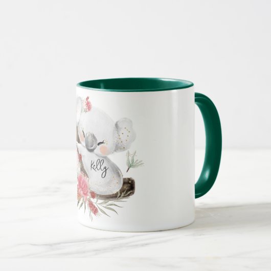 キュートベビーコアラ金ゴールドスペックル名前をカスタムする マグカップ (正面右)