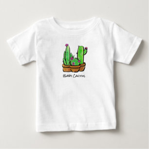 キュートベビーサボテン多肉果ピンクの開花 ベビーTシャツ