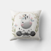 キュートベビーゼブラフラワーリース名前をカスタムする クッション (裏面)