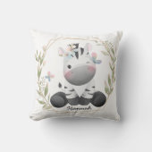 キュートベビーゼブラフラワーリース名前をカスタムする クッション (正面)