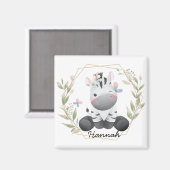 キュートベビーゼブラフラワーリース名前をカスタムする マグネット (正面/裏面)