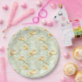 キュートベビーチックミントグリーン春フローラルパターン ペーパープレート (パーティー)