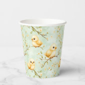 キュートベビーチックミントグリーン春フローラルパターン 紙コップ (裏面)