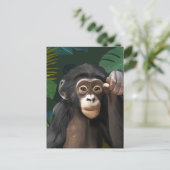 キュートベビーチンパンジー熱帯ジャングル離れ ポストカード (スタンド正面)