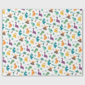 キュートベビーディノパターン子供の誕生日パーティー ラッピングペーパー (フラット)
