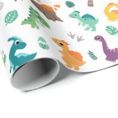 キュートベビーディノパターン子供の誕生日パーティー ラッピングペーパー (ロールコーナー)