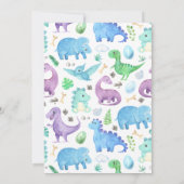 キュートベビーディノビラントラージャングルブルー誕生日 招待状 (裏面)