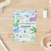 キュートベビーディノビラントラージャングルブルー誕生日 招待状
