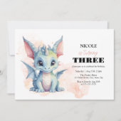 キュートベビードラゴンフェアユタリーキッド誕生日 招待状 (正面)