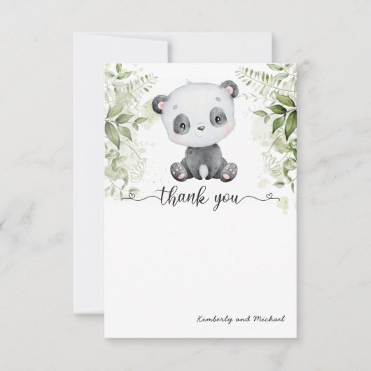 キュートベビーパンダウォーター誕生日 |赤ちゃんシャワー サンキューカード (正面)