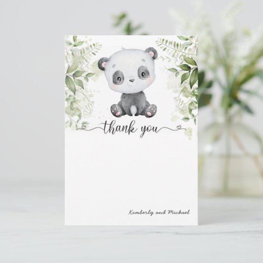 キュートベビーパンダウォーター誕生日 |赤ちゃんシャワー サンキューカード (スタンド正面)
