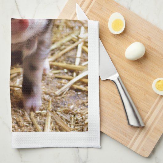 キュートベビーピグレットファーム動物納屋周囲の庭ベビー キッチンタオル (四つ折り)