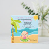 キュートベビーフラガールベビーシャワー招待状 招待状 (スタンド正面)