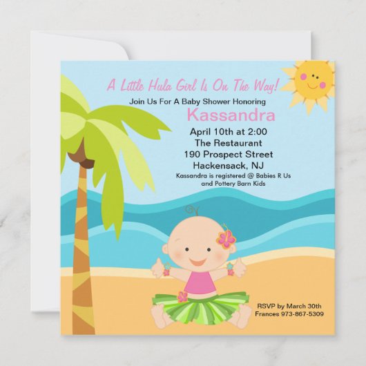 キュートベビーフラガールベビーシャワー招待状 招待状 (正面)