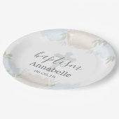 キュートベビーブルーフローラベビーバプテスマ ペーパープレート (アングル)