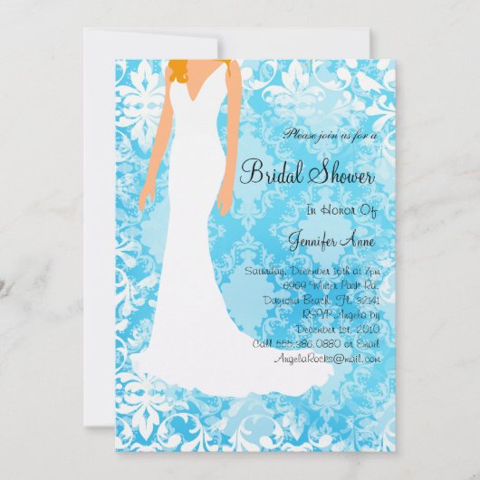 キュートベビーブルーブライダルシャワー招待状 招待状 (正面)