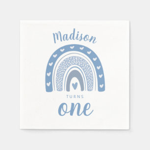 キュートベビーブルーレインボーホファースト誕生日 スタンダードカクテルナプキン