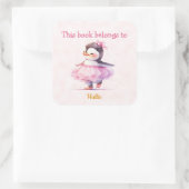 キュートベビーペンギンバレリーナ蔵書票 スクエアシール (バッグ)